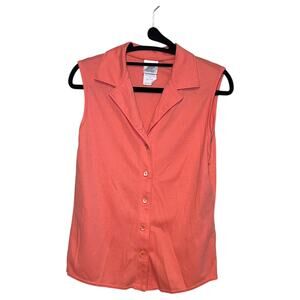Weekenders Vintage Sleeveless Collared Button Up Shirt Coral Orange Size XS